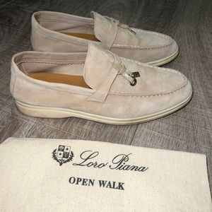 Loro Piana Summer Charms Walk Suede Loafers
